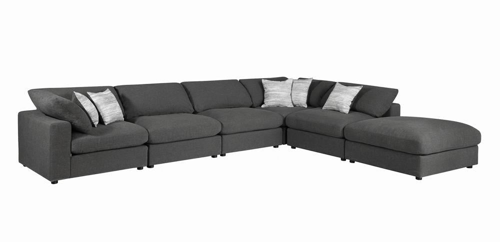 Serene Upholstered Rectangular Ottoman Charcoal - Visions in Furniture (La Mirada, CA)