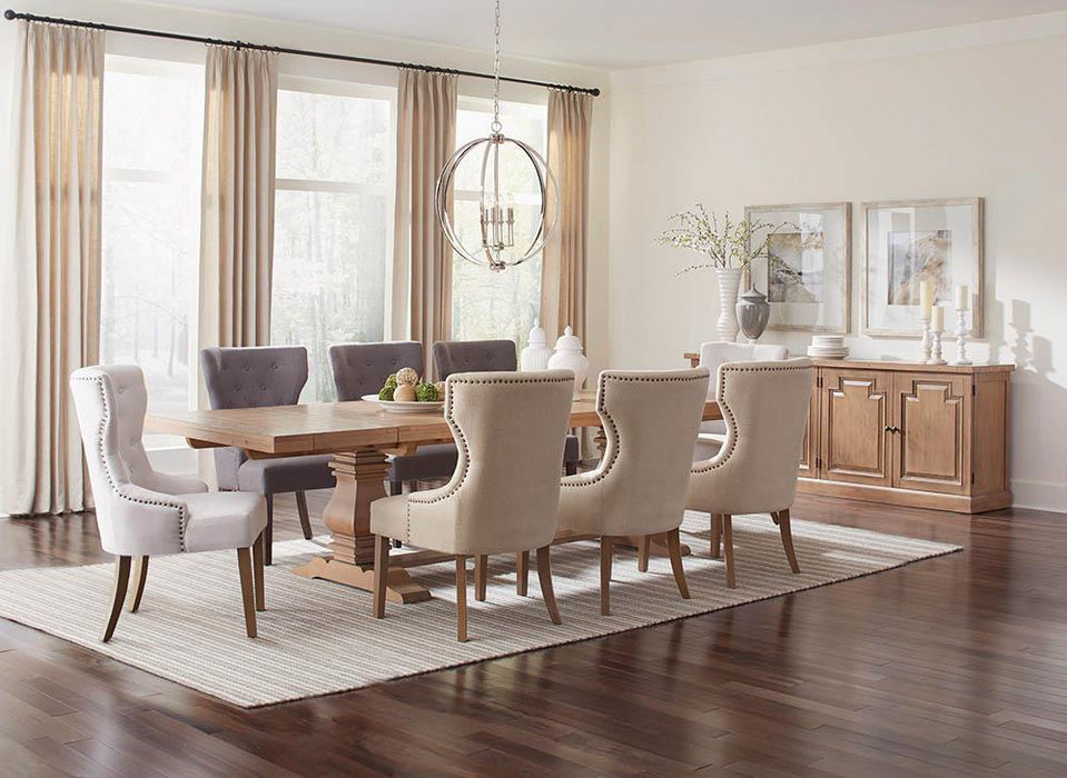 Florence Double Pedestal Dining Table Rustic Smoke - Visions in Furniture (La Mirada, CA)