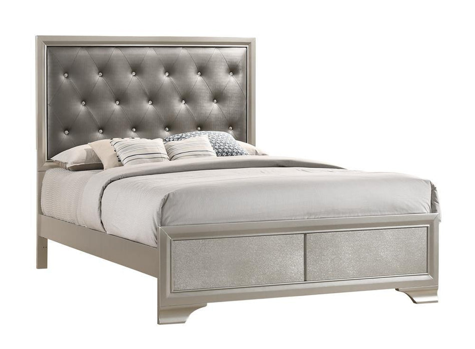 Salford Queen Panel Bed Metallic Sterling and Charcoal Grey - Visions in Furniture (La Mirada, CA)