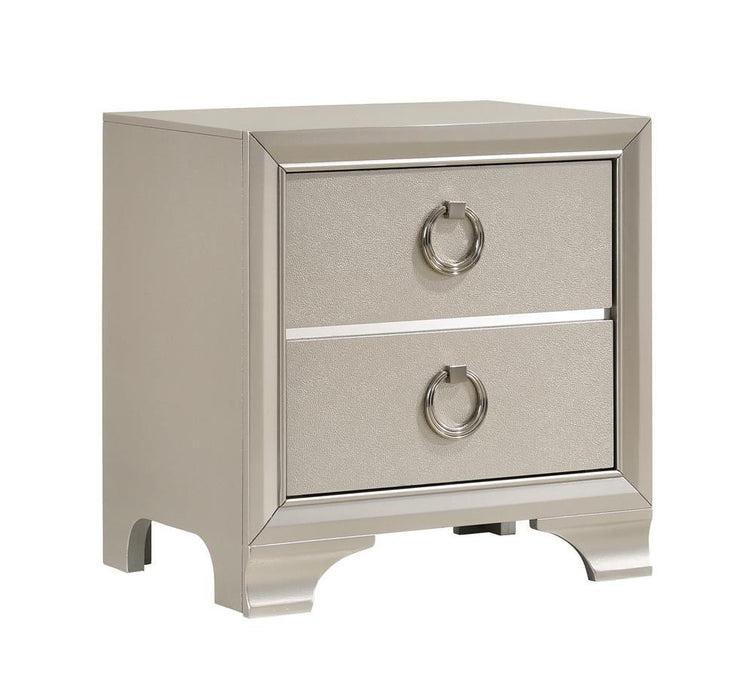 Salford 2-drawer Nightstand Metallic Sterling - Visions in Furniture (La Mirada, CA)
