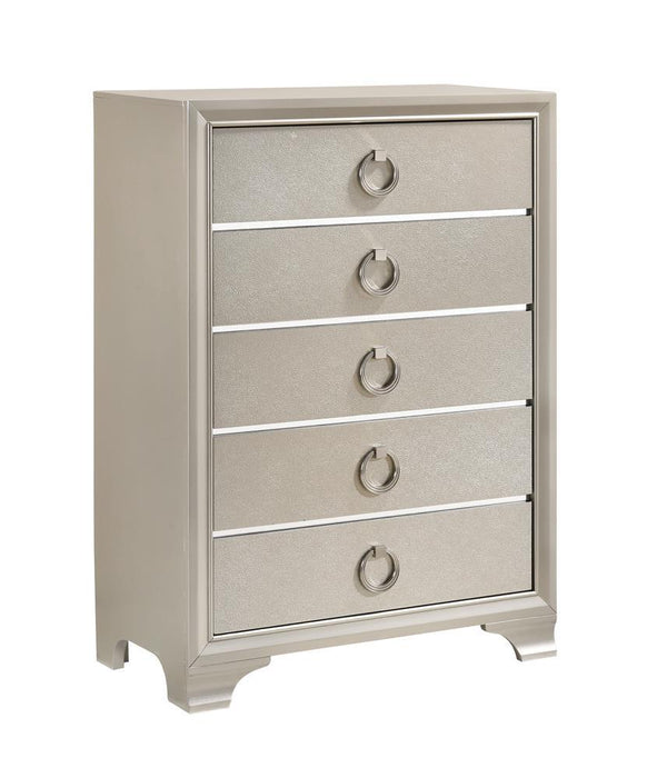 Salford 5-drawer Chest Metallic Sterling - Visions in Furniture (La Mirada, CA)