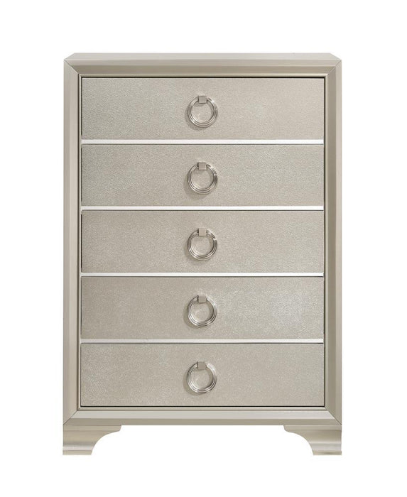 Salford 5-drawer Chest Metallic Sterling - Visions in Furniture (La Mirada, CA)