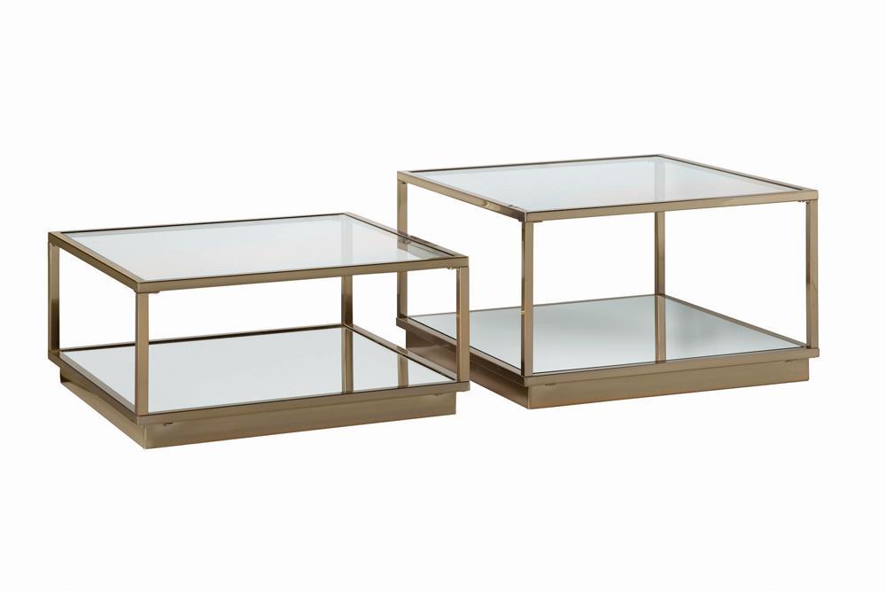 Renee 2-piece Square Occasional Set Rose Brass - Visions in Furniture (La Mirada, CA)