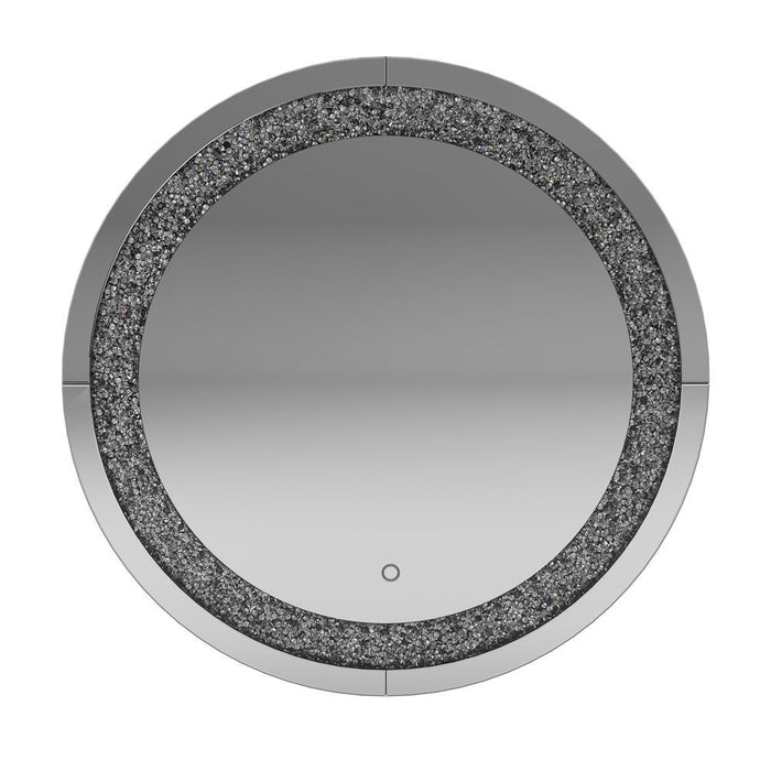 Landar Round Wall Mirror Silver - Visions in Furniture (La Mirada, CA)