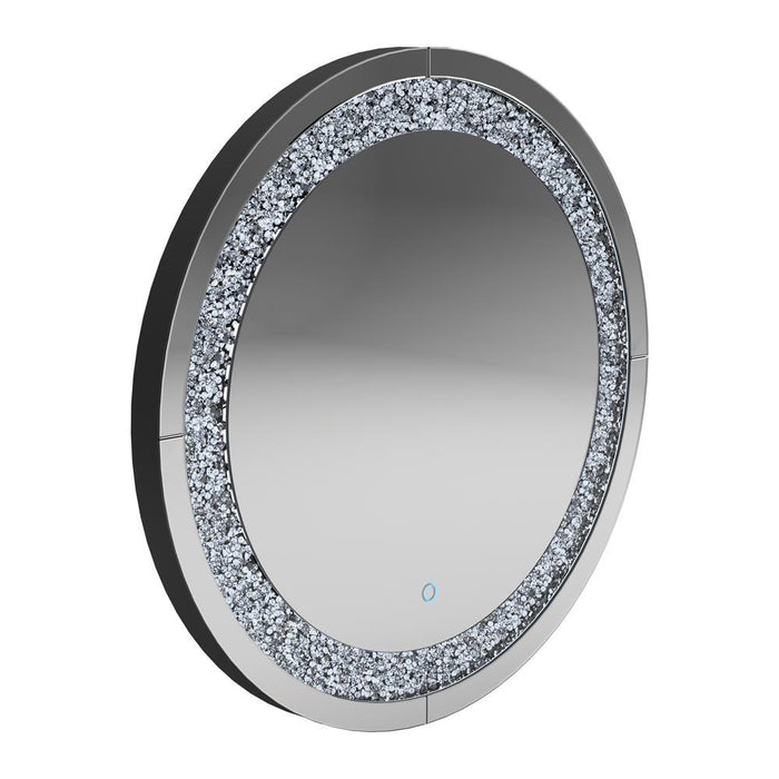 Landar Round Wall Mirror Silver - Visions in Furniture (La Mirada, CA)