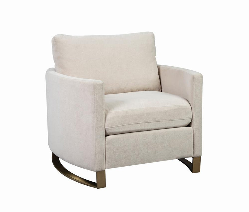 Corliss Upholstered Arched Arms Chair Beige - Visions in Furniture (La Mirada, CA)