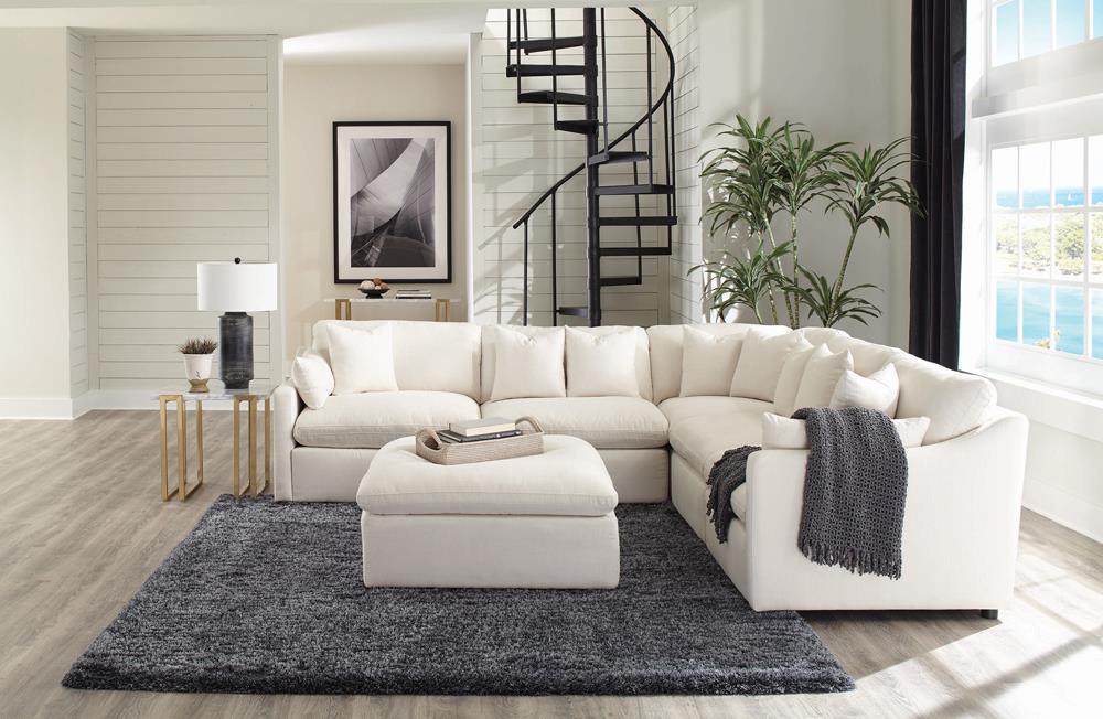 Hobson Cushion Seat Ottoman Off-White - Visions in Furniture (La Mirada, CA)