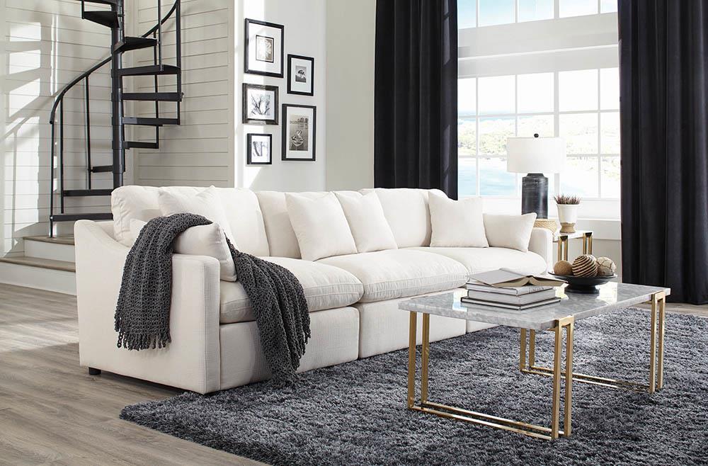 Hobson Cushion Seat Ottoman Off-White - Visions in Furniture (La Mirada, CA)