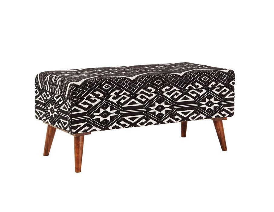 Cababi Upholstered Storage Bench Black and White - Visions in Furniture (La Mirada, CA)