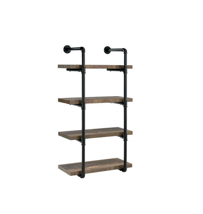 Elmcrest 24-inch Wall Shelf Black and Rustic Oak - Visions in Furniture (La Mirada, CA)