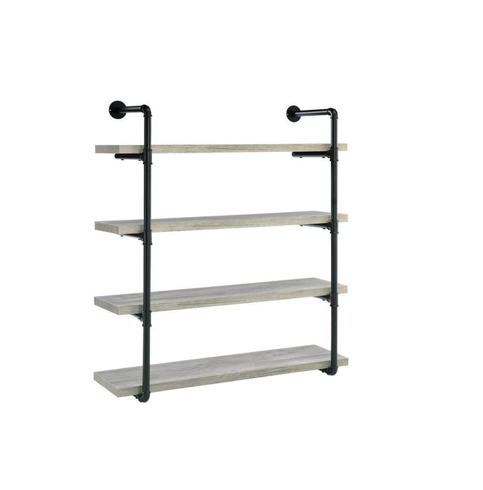 Elmcrest 40-inch Wall Shelf Black and Grey Driftwood - Visions in Furniture (La Mirada, CA)
