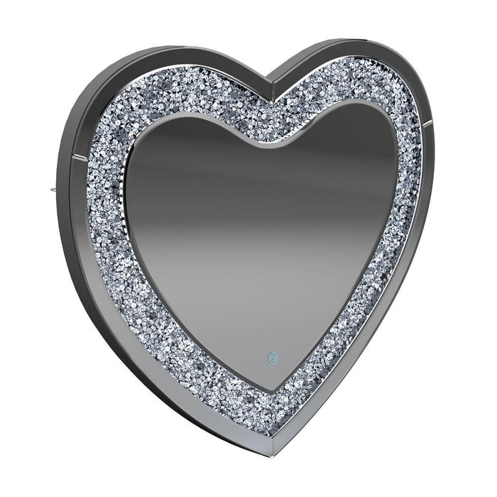 Aiko Heart Shape Wall Mirror Silver - Visions in Furniture (La Mirada, CA)