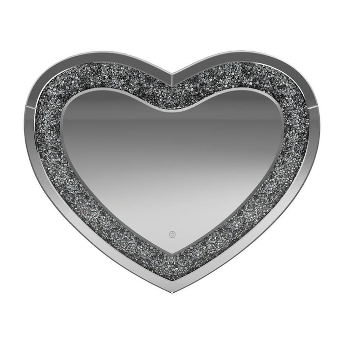 Aiko Heart Shape Wall Mirror Silver - Visions in Furniture (La Mirada, CA)