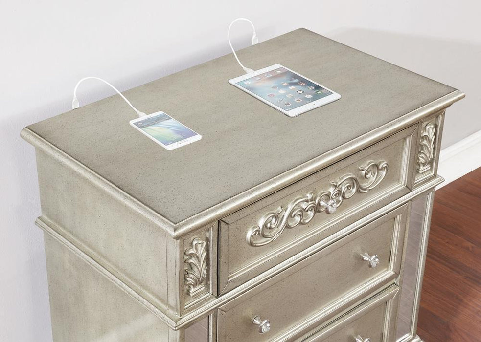 Heidi 3-drawer Nightstand Metallic Platinum - Visions in Furniture (La Mirada, CA)