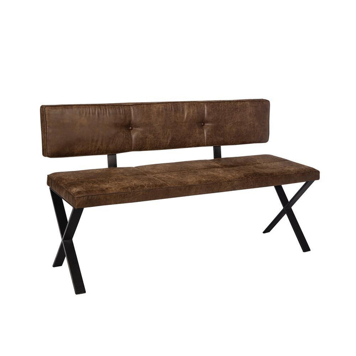 Abbott Upholstered Dining Bench Antique Brown and Matte Black - Visions in Furniture (La Mirada, CA)
