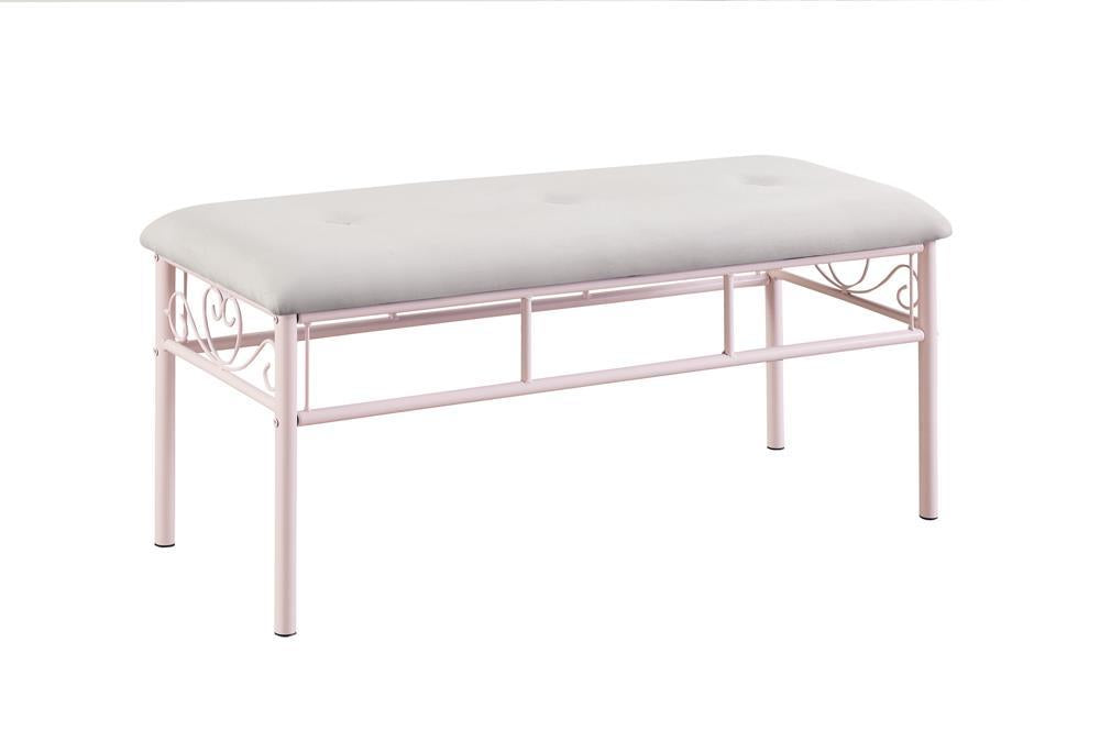Massi Tufted Upholstered Bench Powder Pink - Visions in Furniture (La Mirada, CA)