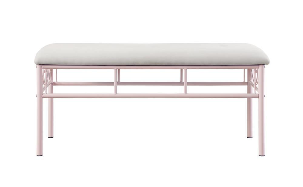 Massi Tufted Upholstered Bench Powder Pink - Visions in Furniture (La Mirada, CA)