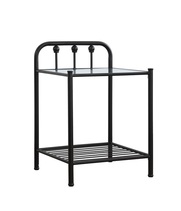 Livingston 1-shelf Nightstand with Glass Top Dark Bronze - Visions in Furniture (La Mirada, CA)