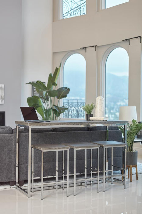 Cassidy 4-piece Rectangular Counter Height Set Dark Oak and Chrome - Visions in Furniture (La Mirada, CA)