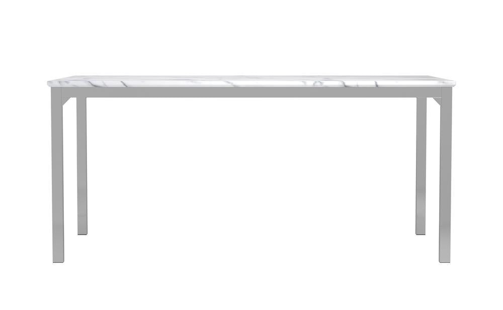 Athena Rectangle Dining Table with Marble Top Chrome - Visions in Furniture (La Mirada, CA)