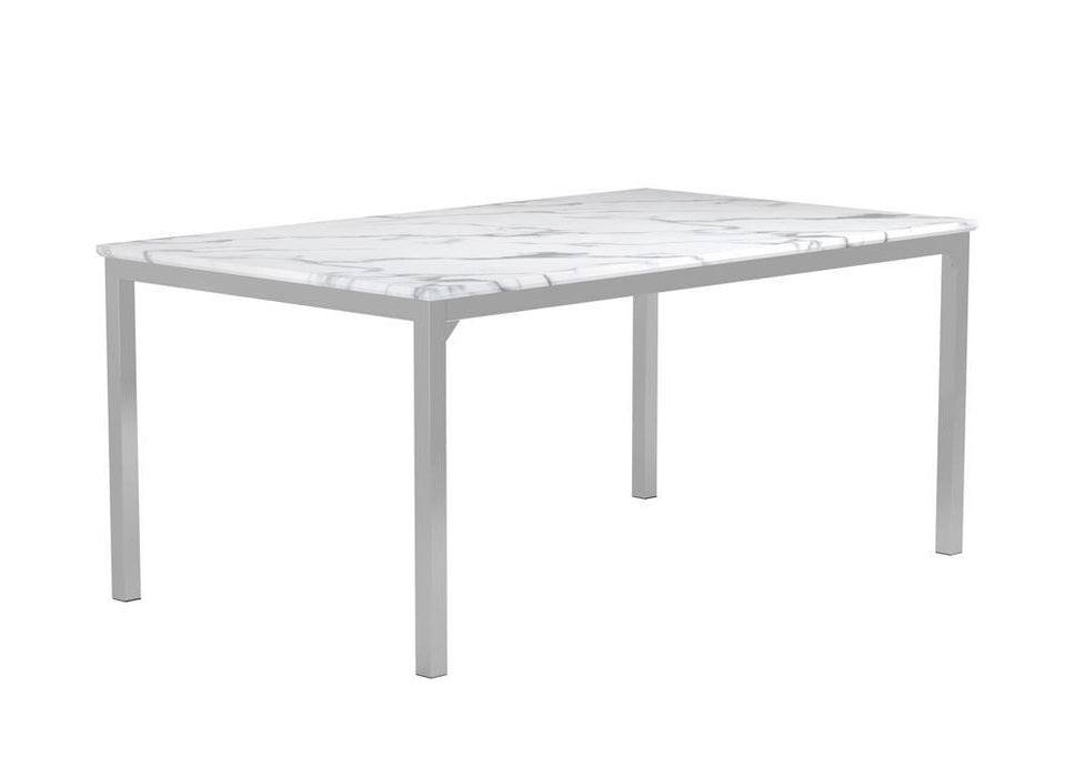Athena Rectangle Dining Table with Marble Top Chrome - Visions in Furniture (La Mirada, CA)