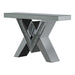 Taffeta V-shaped Sofa Table with Glass Top Silver - Visions in Furniture (La Mirada, CA)