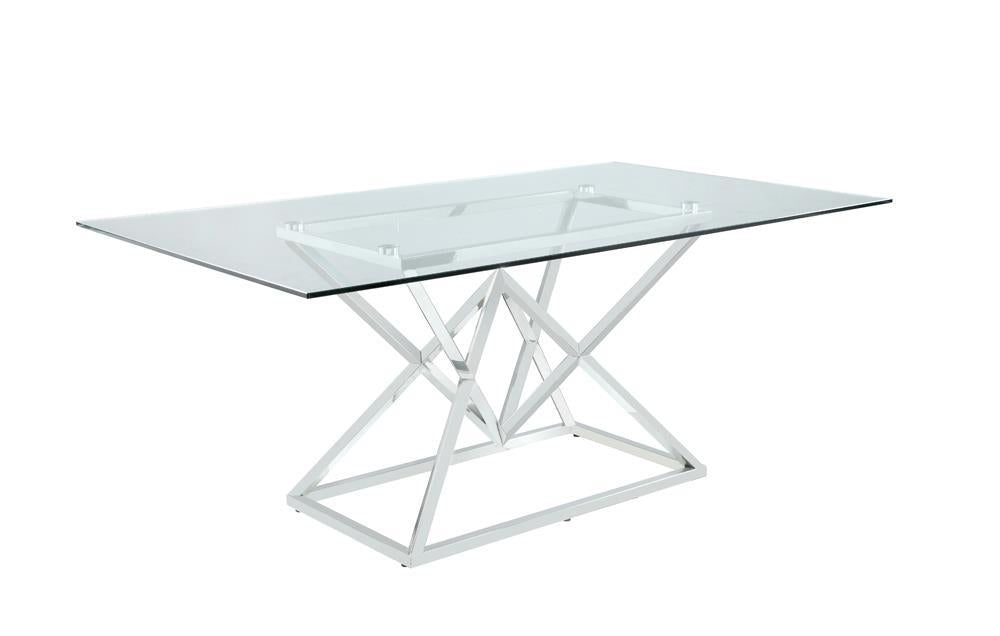 Beaufort Rectangle Glass Top Dining Table Chrome - Visions in Furniture (La Mirada, CA)