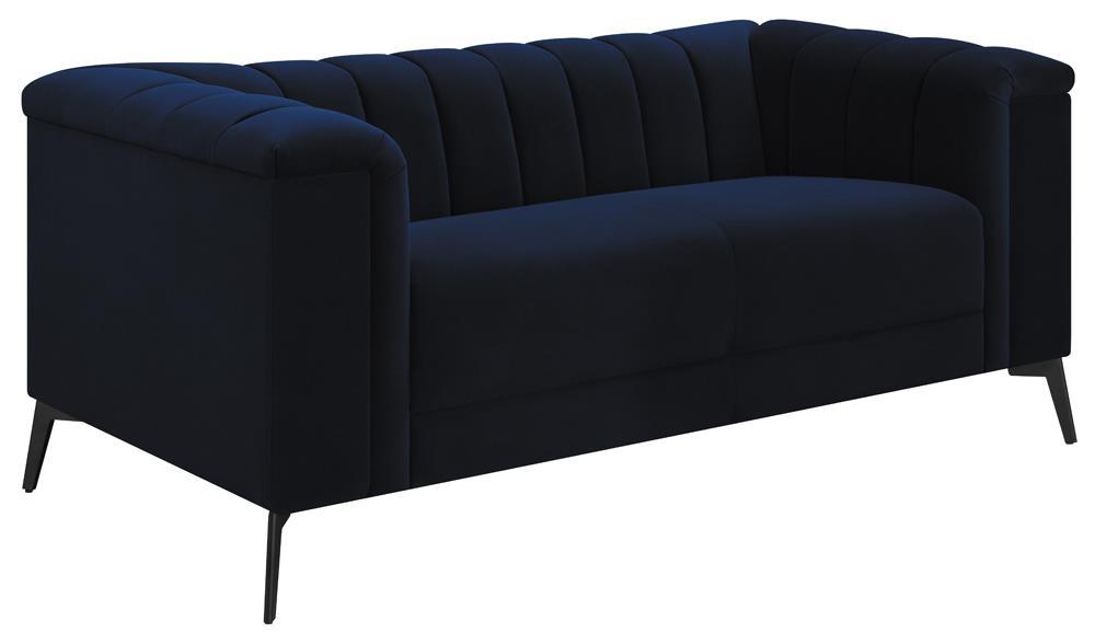 Chalet Tuxedo Arm Loveseat Blue - Visions in Furniture (La Mirada, CA)