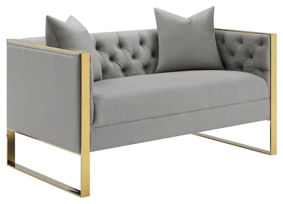 Eastbrook Tufted Back Loveseat Grey - Visions in Furniture (La Mirada, CA)