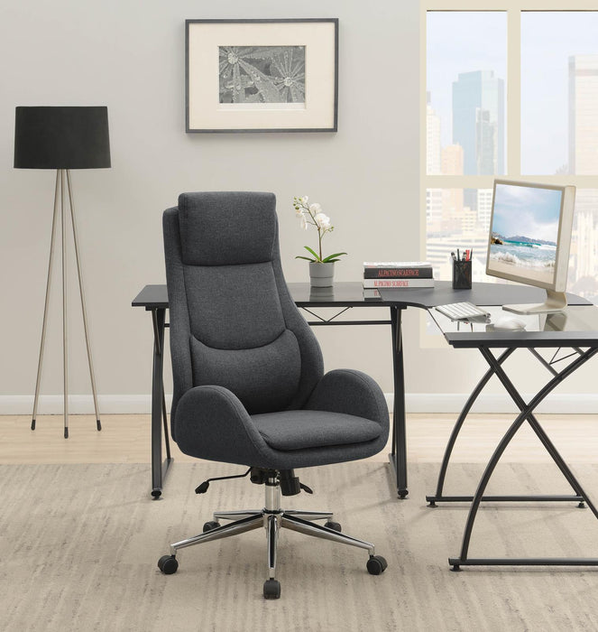 Cruz Upholstered Office Chair with Padded Seat Grey and Chrome - Visions in Furniture (La Mirada, CA)