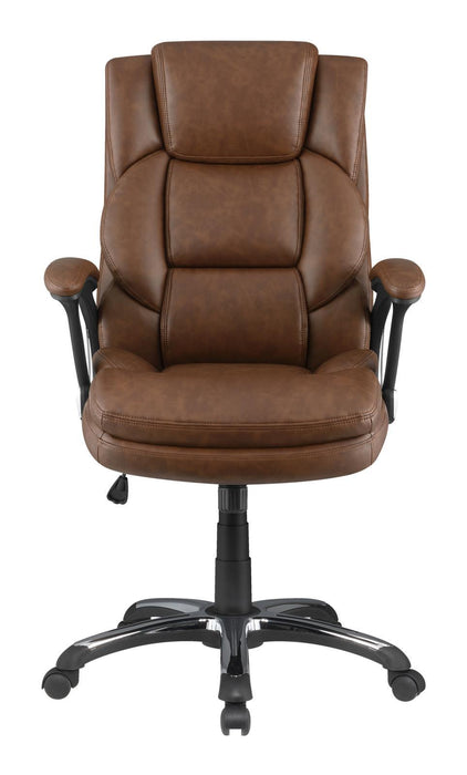 Nerris Adjustable Height Office Chair with Padded Arm Brown and Black - Visions in Furniture (La Mirada, CA)