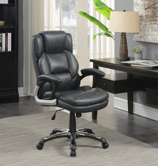 Nerris Adjustable Height Office Chair with Padded Arm Grey and Black - Visions in Furniture (La Mirada, CA)
