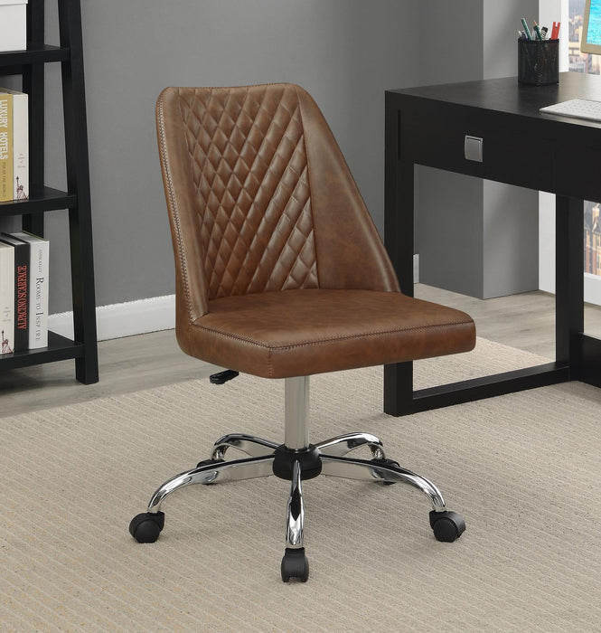 Althea Upholstered Tufted Back Office Chair Brown and Chrome - Visions in Furniture (La Mirada, CA)