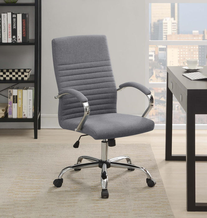 Abisko Upholstered Office Chair with Casters Grey and Chrome - Visions in Furniture (La Mirada, CA)