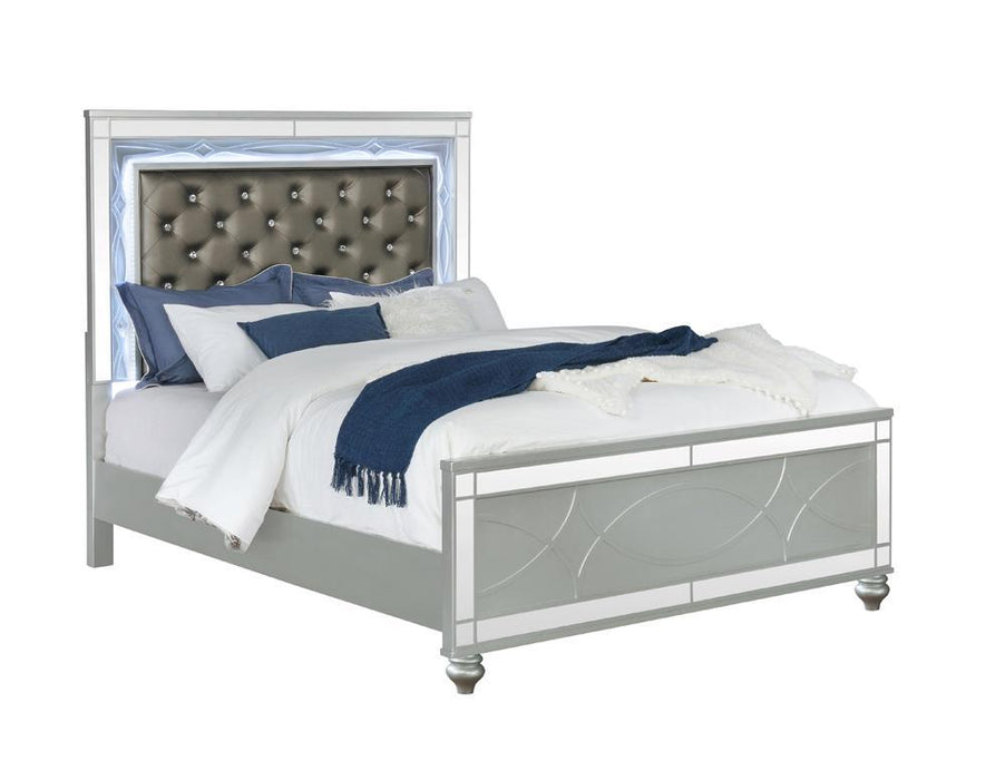Gunnison Eastern King Panel Bed with LED Lighting Silver Metallic - Visions in Furniture (La Mirada, CA)