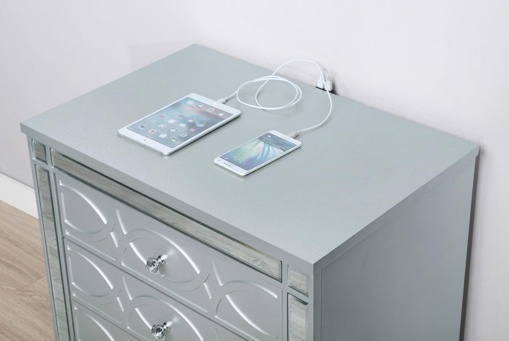 Gunnison 2-drawer Nightstand Silver Metallic - Visions in Furniture (La Mirada, CA)