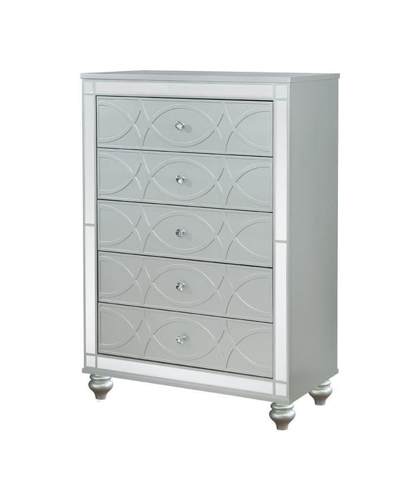 Gunnison 5-drawer Chest Silver Metallic - Visions in Furniture (La Mirada, CA)