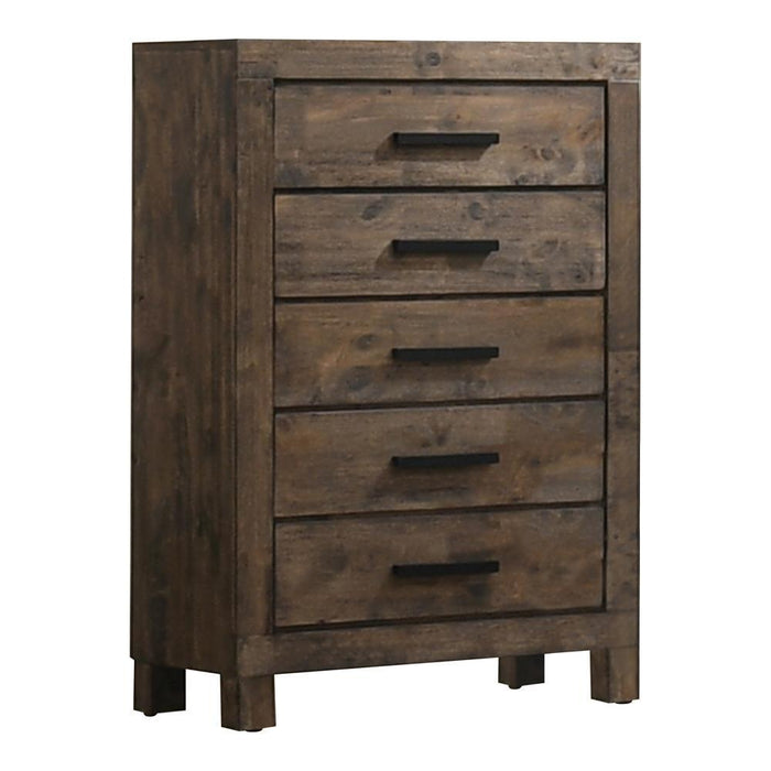 Woodmont 5-drawer Chest Rustic Golden Brown - Visions in Furniture (La Mirada, CA)
