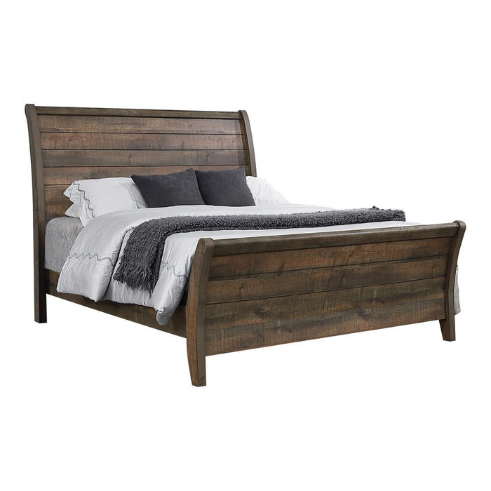 Frederick Eastern King Sleigh Panel Bed Weathered Oak - Visions in Furniture (La Mirada, CA)
