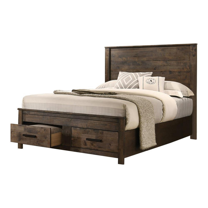 Woodmont Eastern King Storage Bed Rustic Golden Brown - Visions in Furniture (La Mirada, CA)
