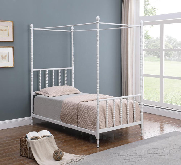 Betony Twin Canopy Bed White - Visions in Furniture (La Mirada, CA)
