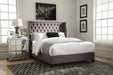 Bancroft Demi-wing Upholstered California King, E.King, Queen & Full Bed Grey - Visions in Furniture (La Mirada, CA)