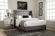 Bancroft Demi-wing Upholstered California King, E.King, Queen & Full Bed Grey - Visions in Furniture (La Mirada, CA)