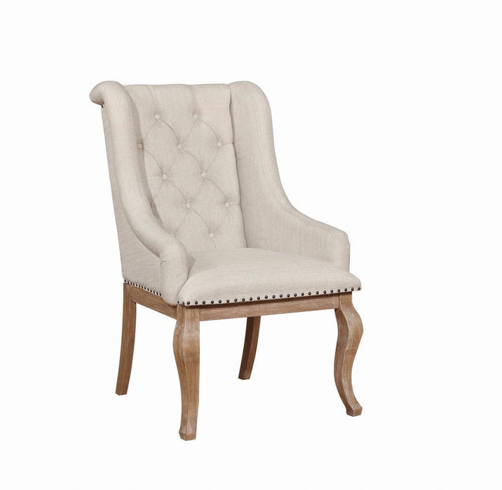 Brockway Tufted Arm Chairs Cream and Barley Brown (Set of 2) - Visions in Furniture (La Mirada, CA)