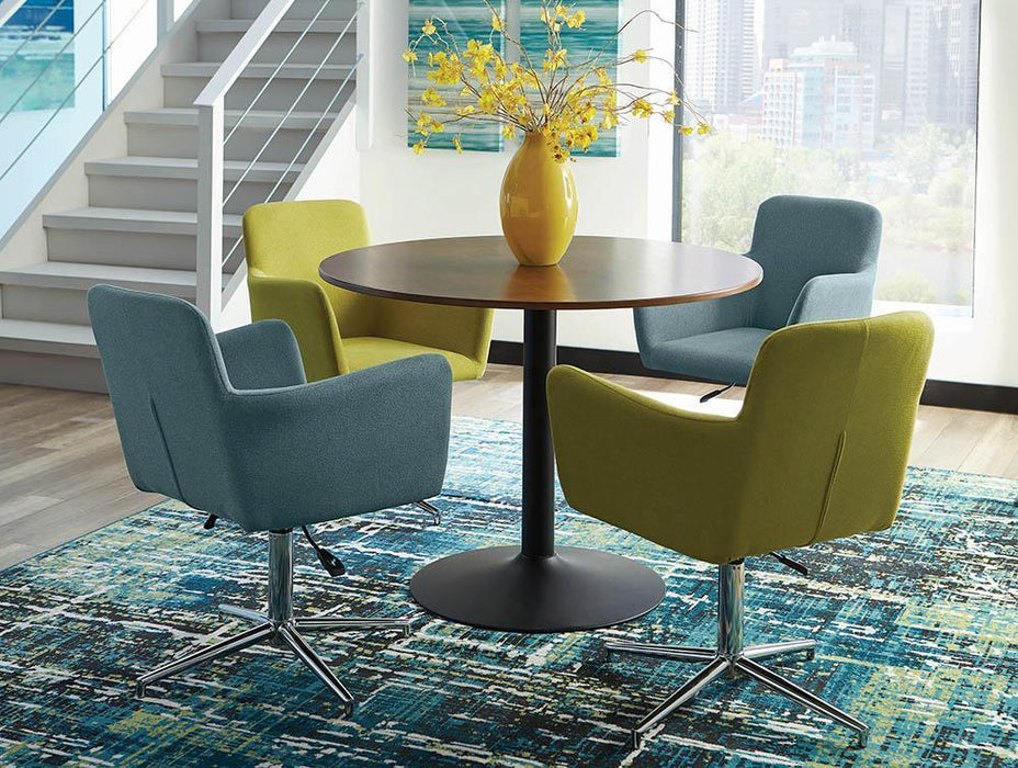 Cora Round Dining Table Walnut and Black - Visions in Furniture (La Mirada, CA)
