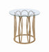 Monett Round End Table Chocolate Chrome and Clear - Visions in Furniture (La Mirada, CA)