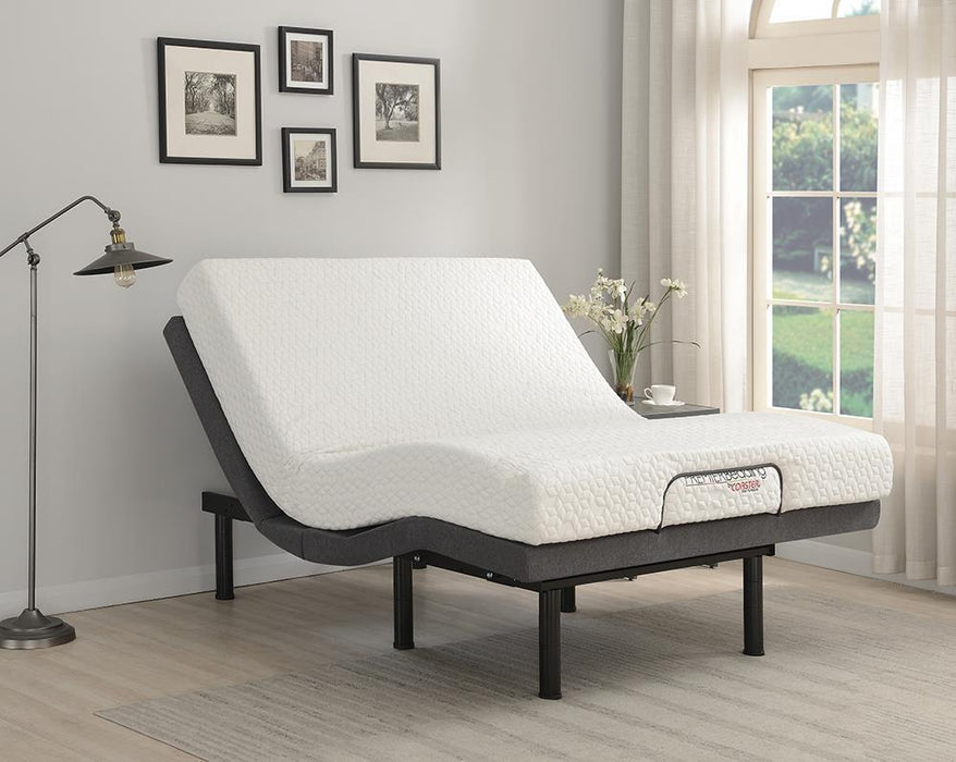 Negan Eastern King, E.King, Queen, & Twin XL Adjustable Bed Base Grey and Black - Visions in Furniture (La Mirada, CA)