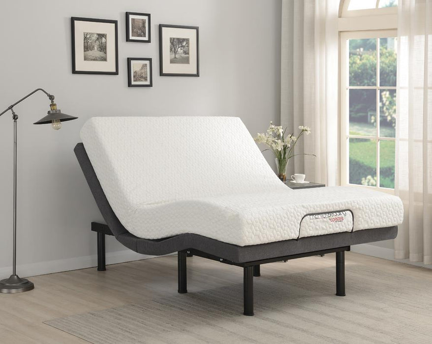 Negan Eastern King, E.King, Queen, & Twin XL Adjustable Bed Base Grey and Black - Visions in Furniture (La Mirada, CA)