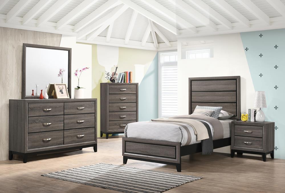 Watson Twin Panel Bed Grey Oak - Visions in Furniture (La Mirada, CA)