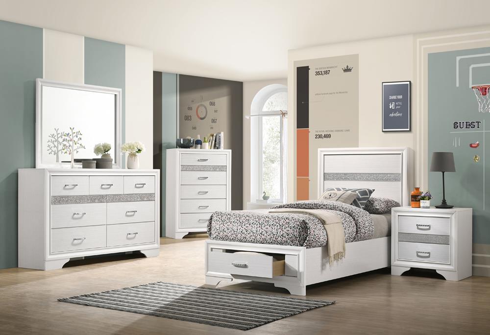Miranda Twin Storage Bed White - Visions in Furniture (La Mirada, CA)